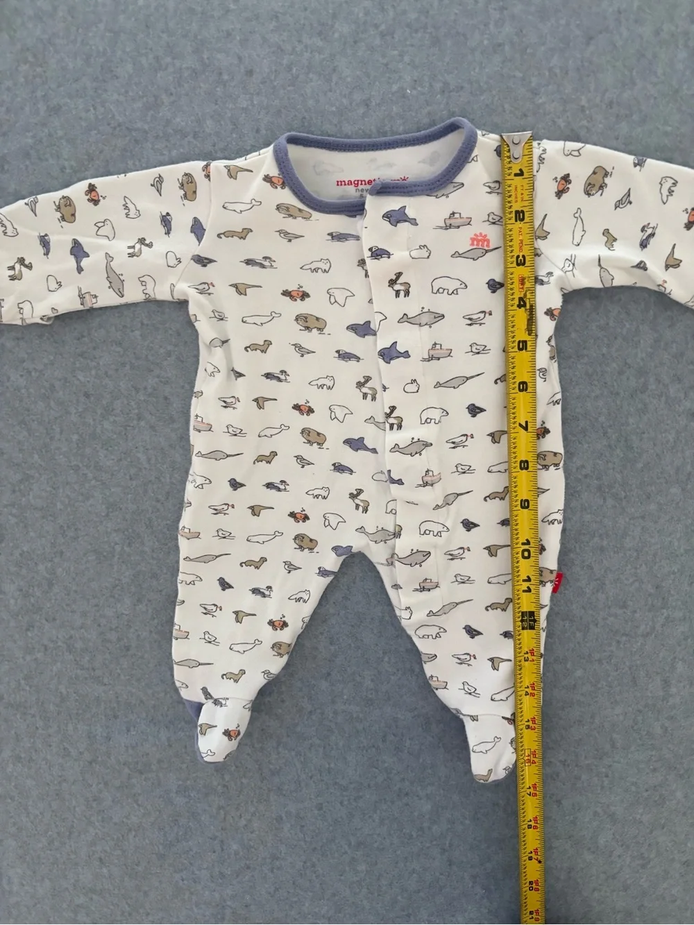 Magnetic Me Newborn Organic Cotton Animal Print Footie Sleeper Sz Newborn 6-8lbs